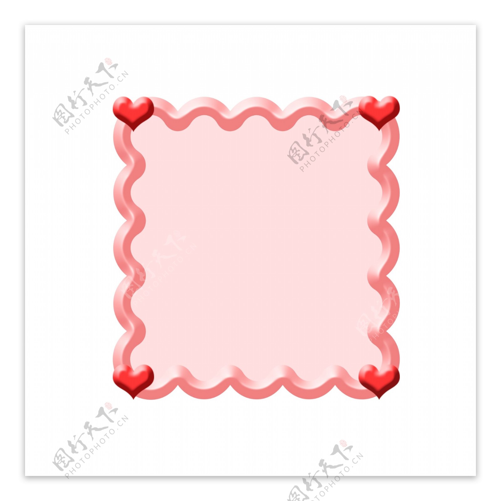 情人节情侣爱心3D立体正方形粉色系边框