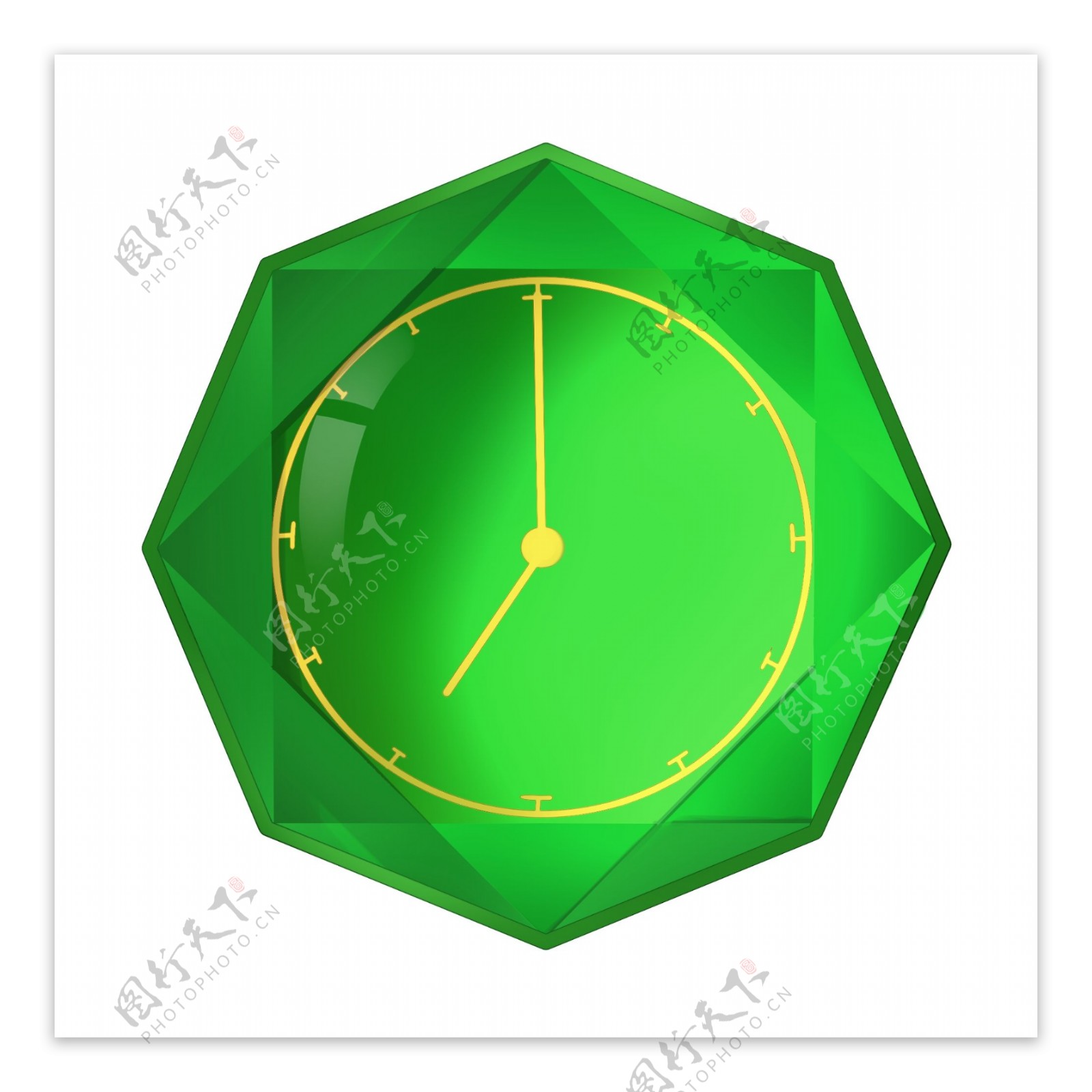 大颗绿色钻石钟表PNG素材