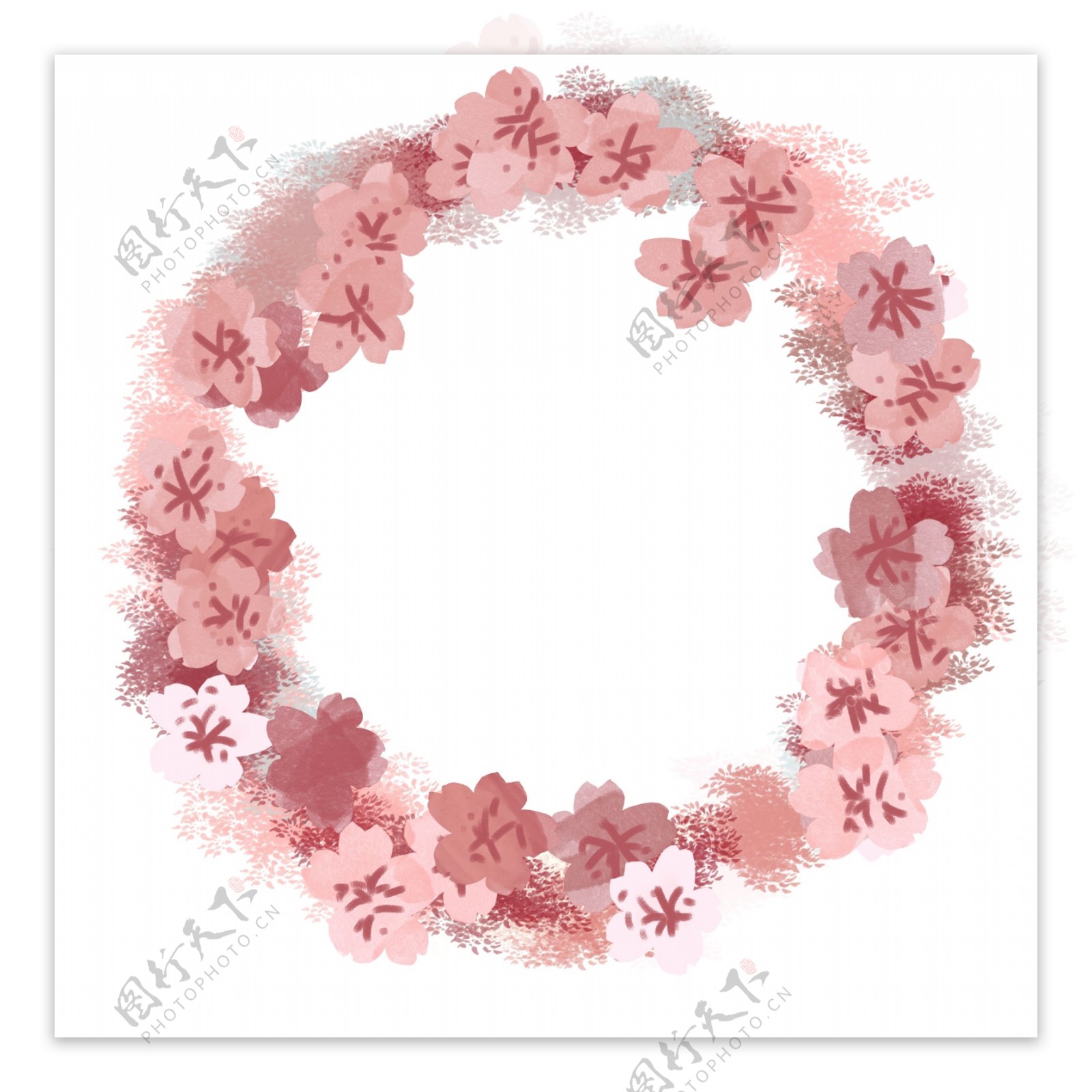 粉红色花环装饰插图
