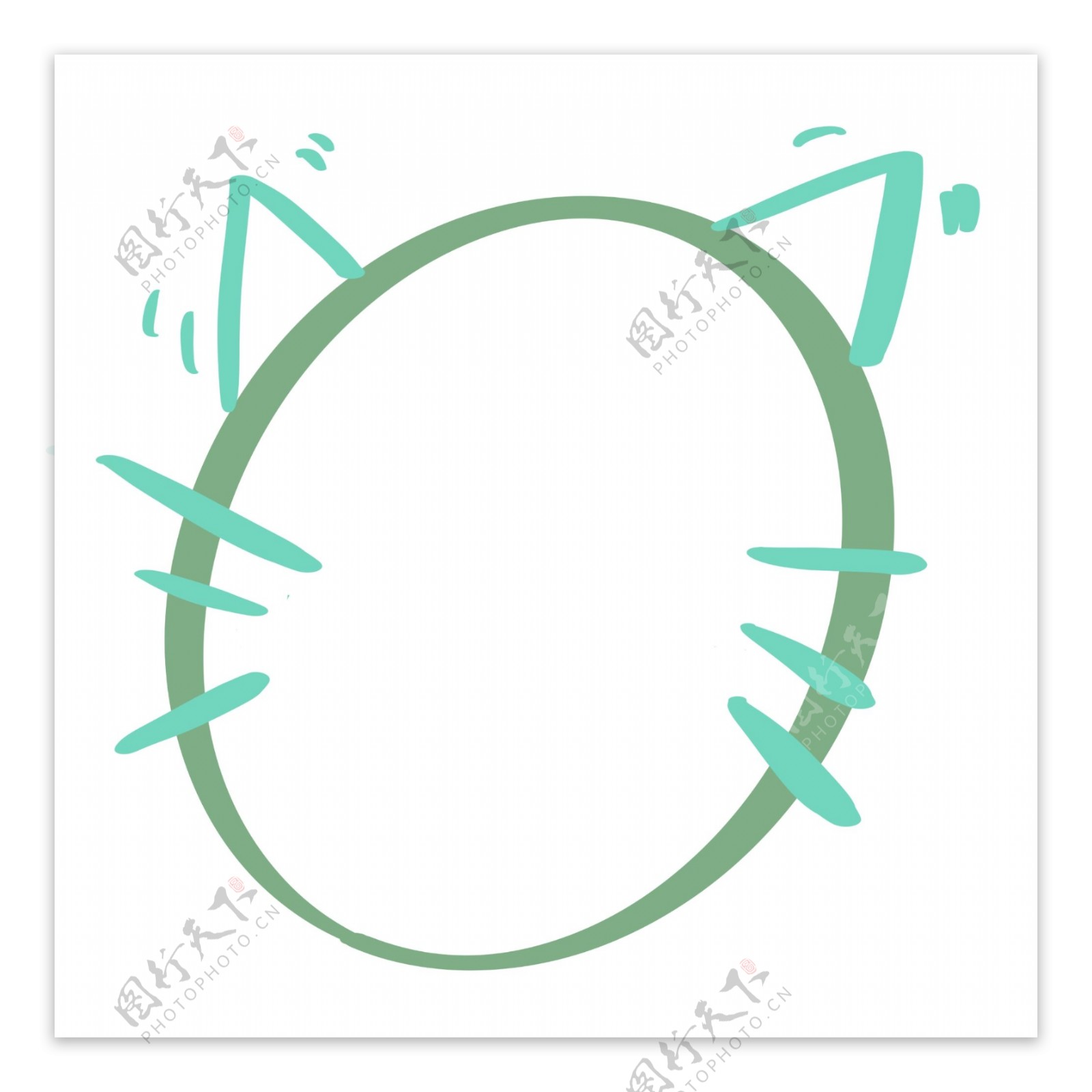 绿色猫手绘圆对话框元素
