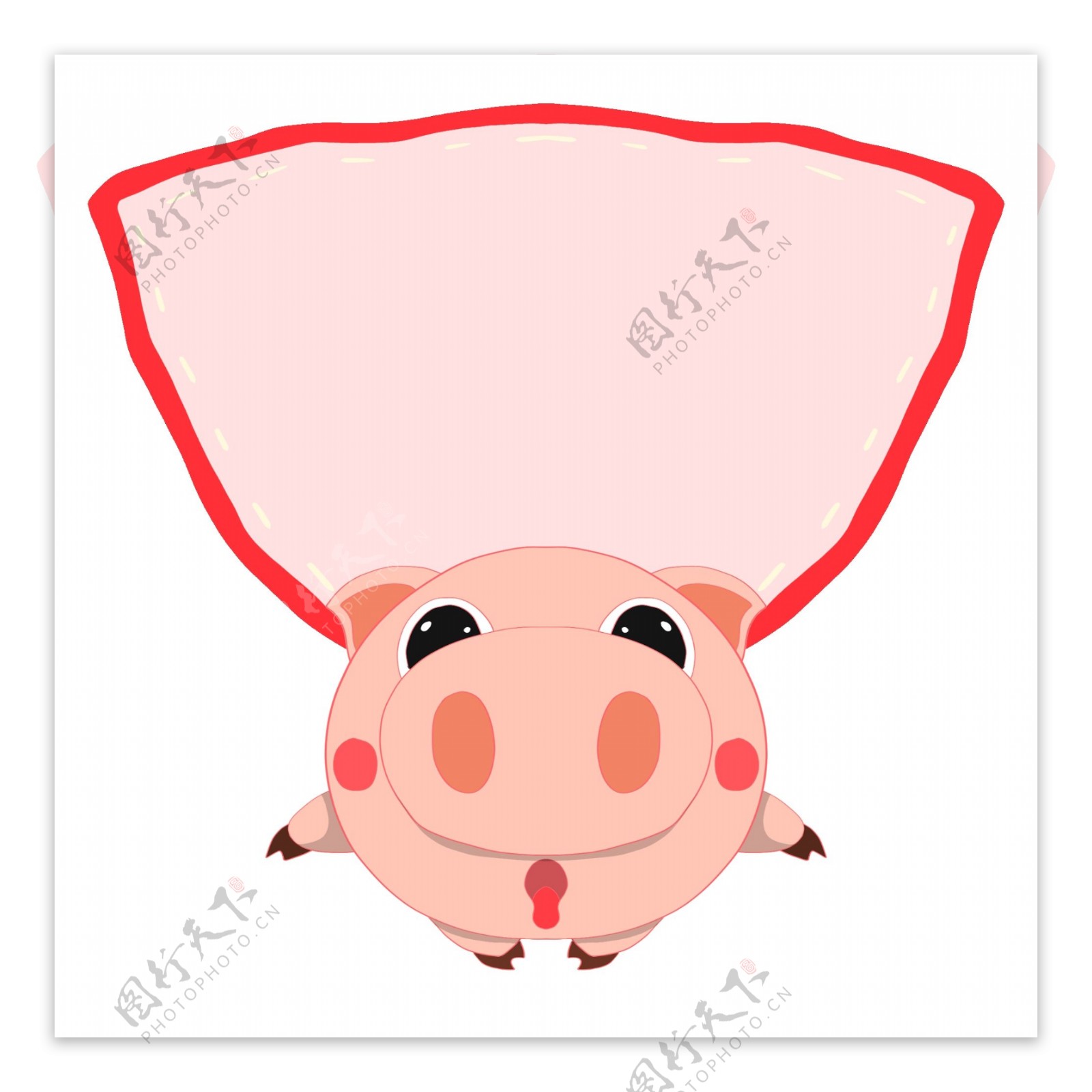 小猪红色对话框插画