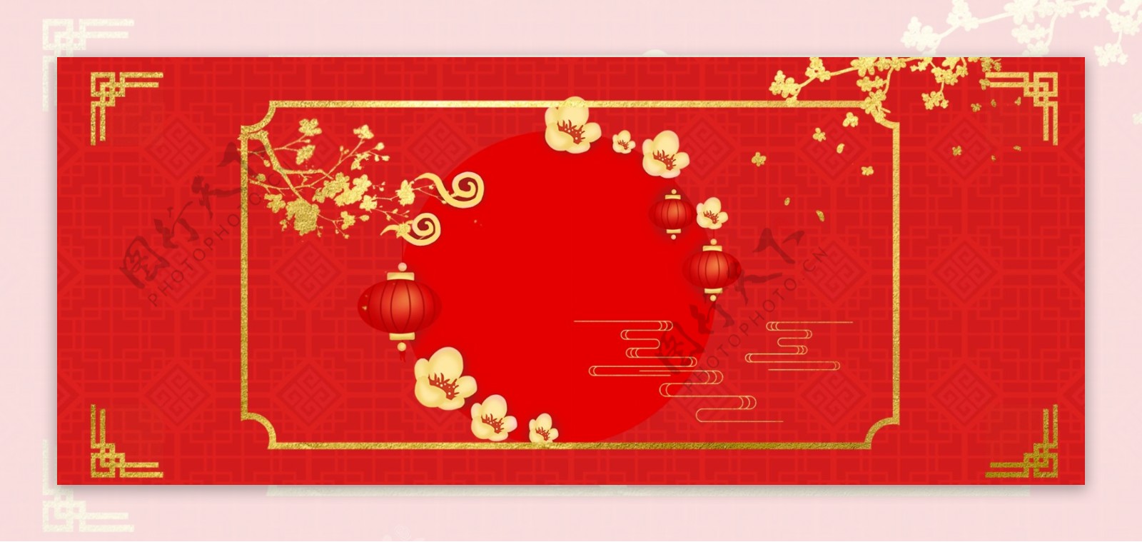 喜庆大气猪年中国风红色烫金背景