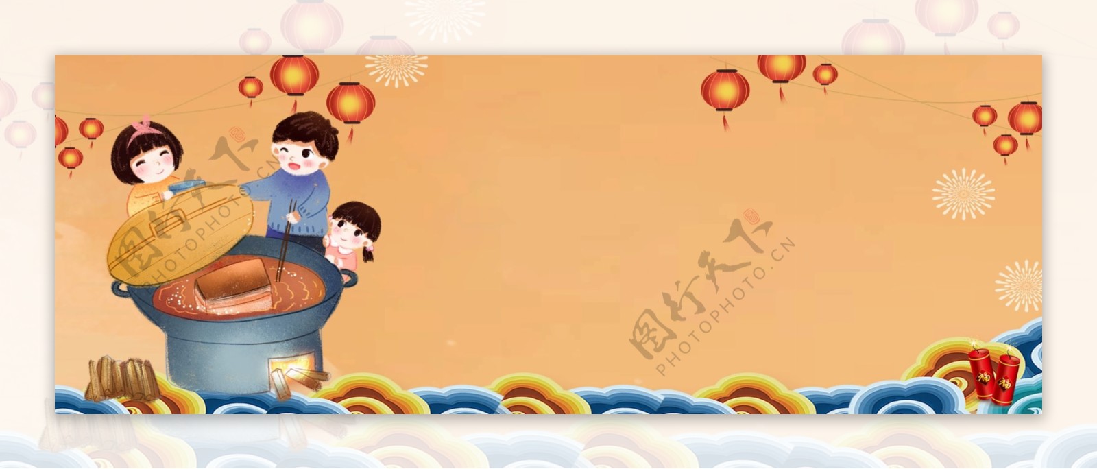 新年传统习俗中国风海报背景