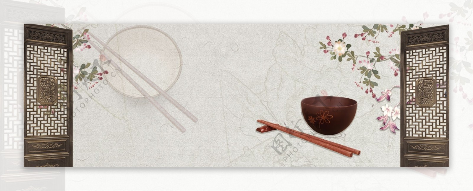 古风复古碗筷文化宣传海报