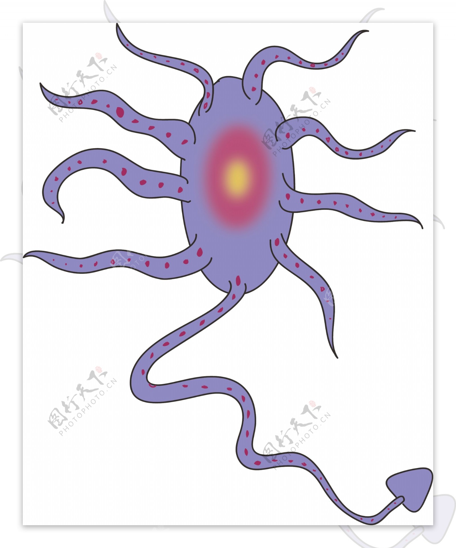紫色细菌卡通插画