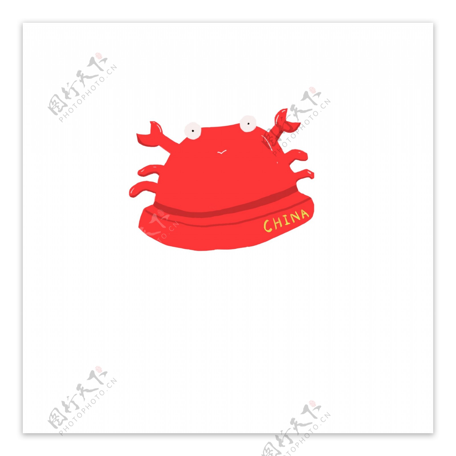 可爱螃蟹卡通帽子png素材图片