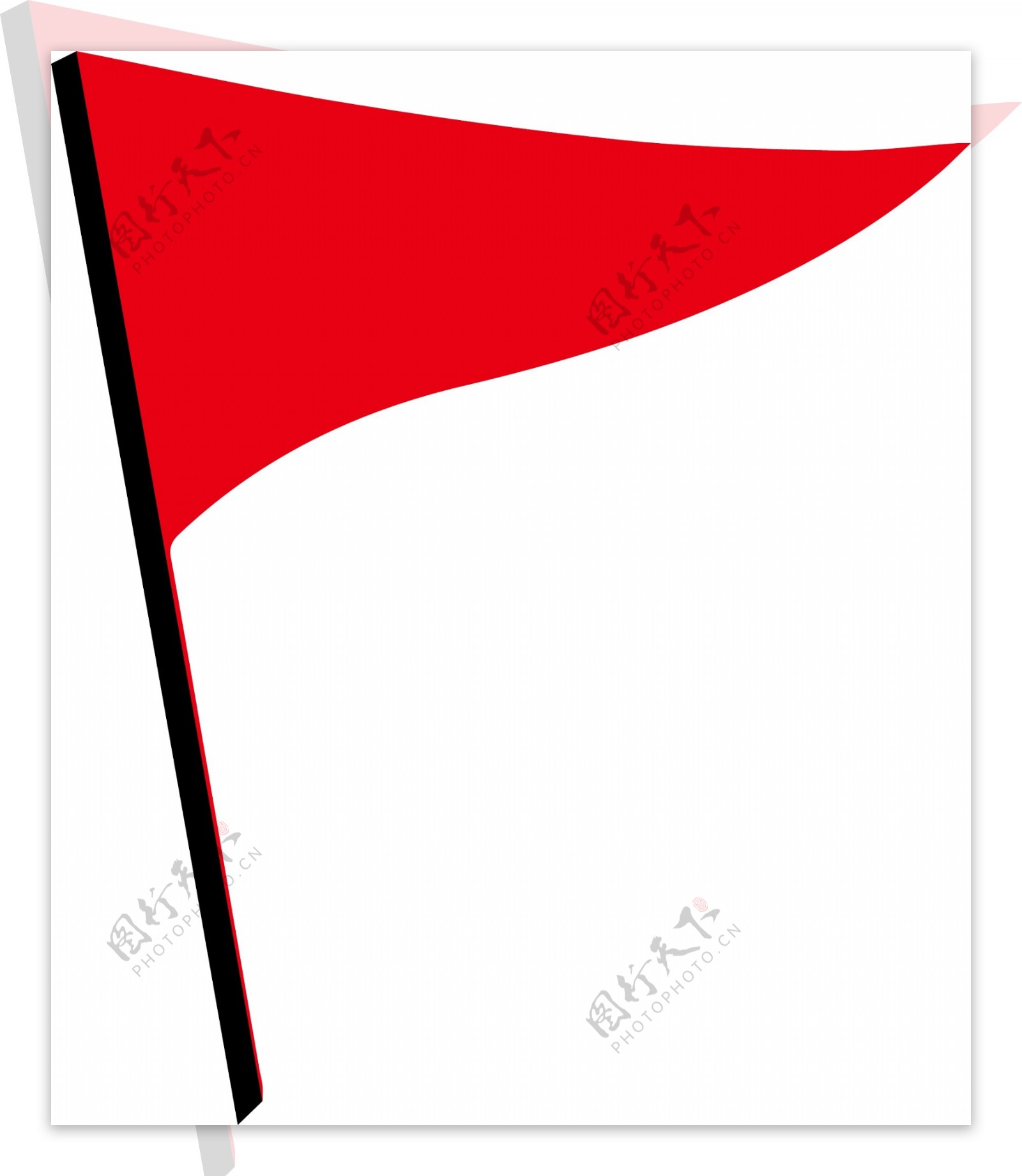 手绘红色简单装饰三角红旗免抠图