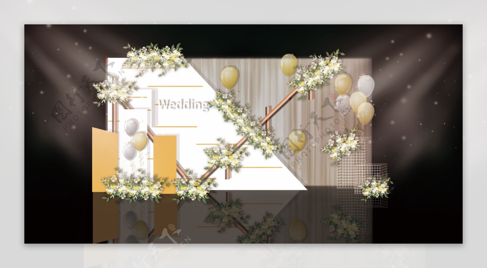 黄白色迎宾婚礼效果图