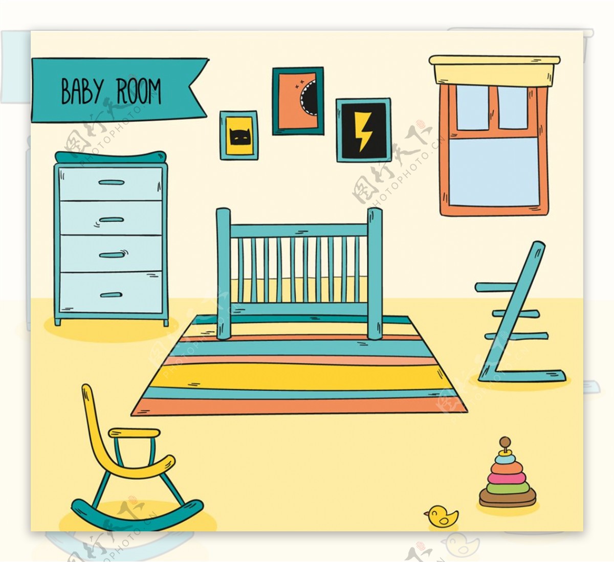彩绘婴儿房设计