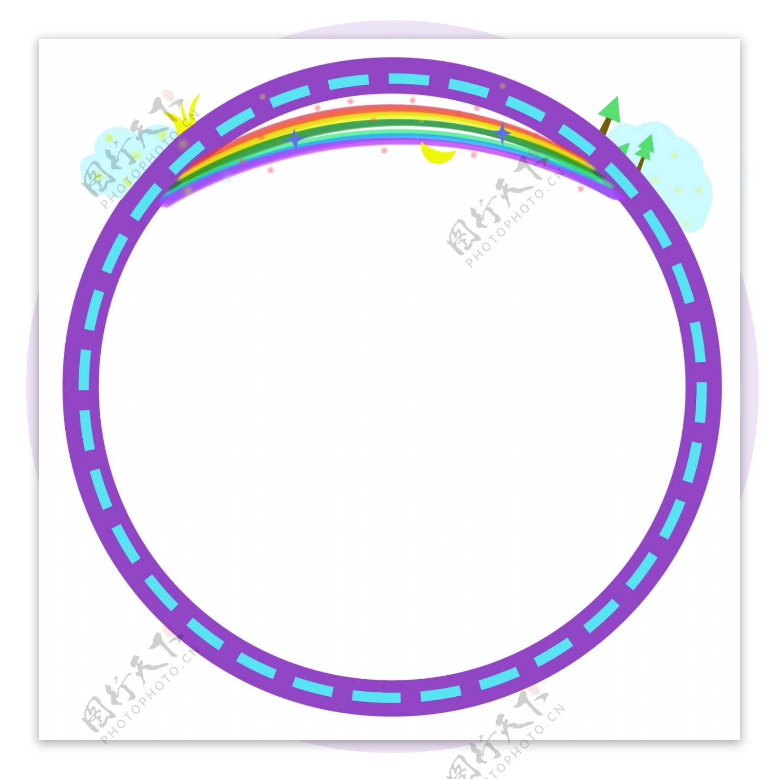 彩虹紫色边框插画