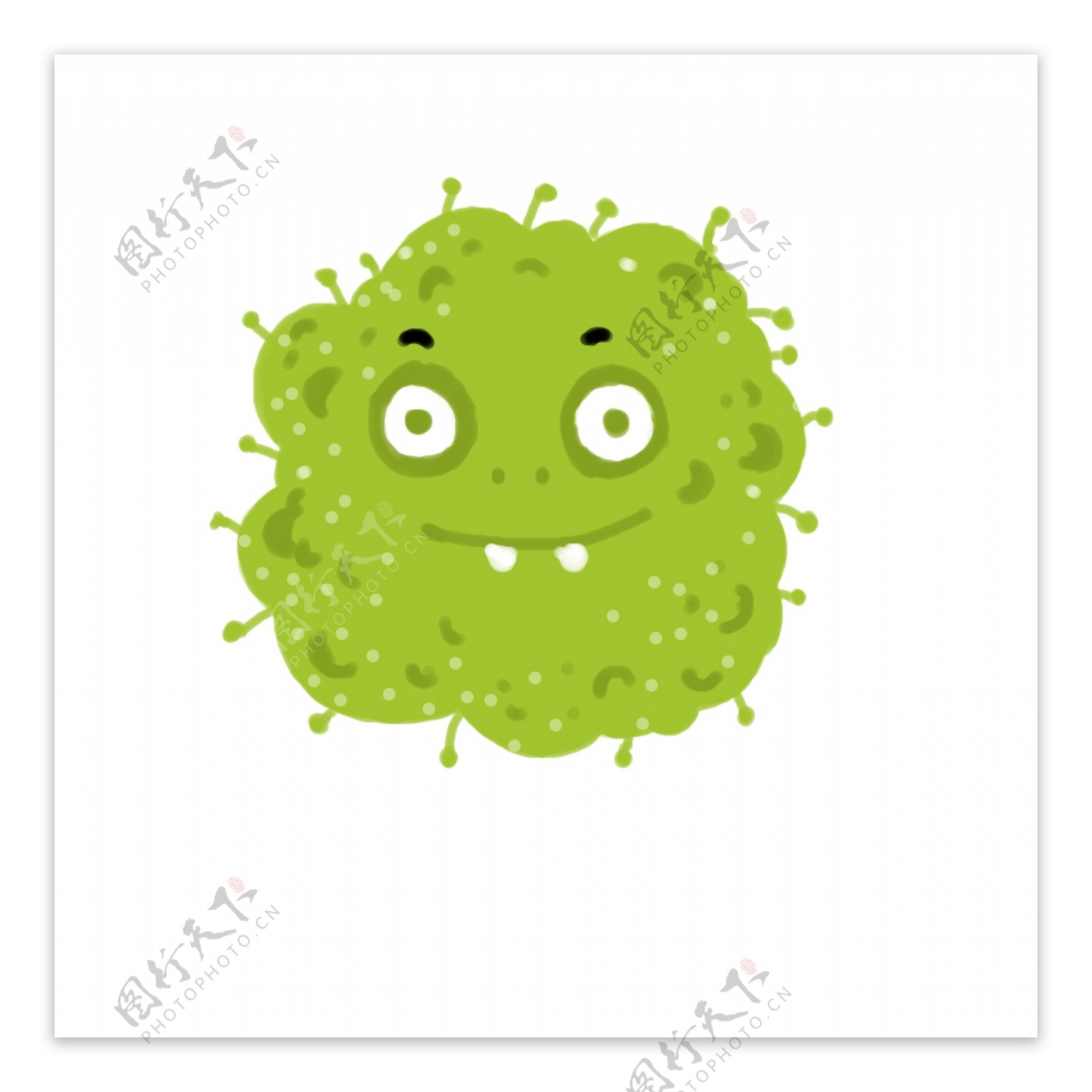 绿色的拟人细菌插画