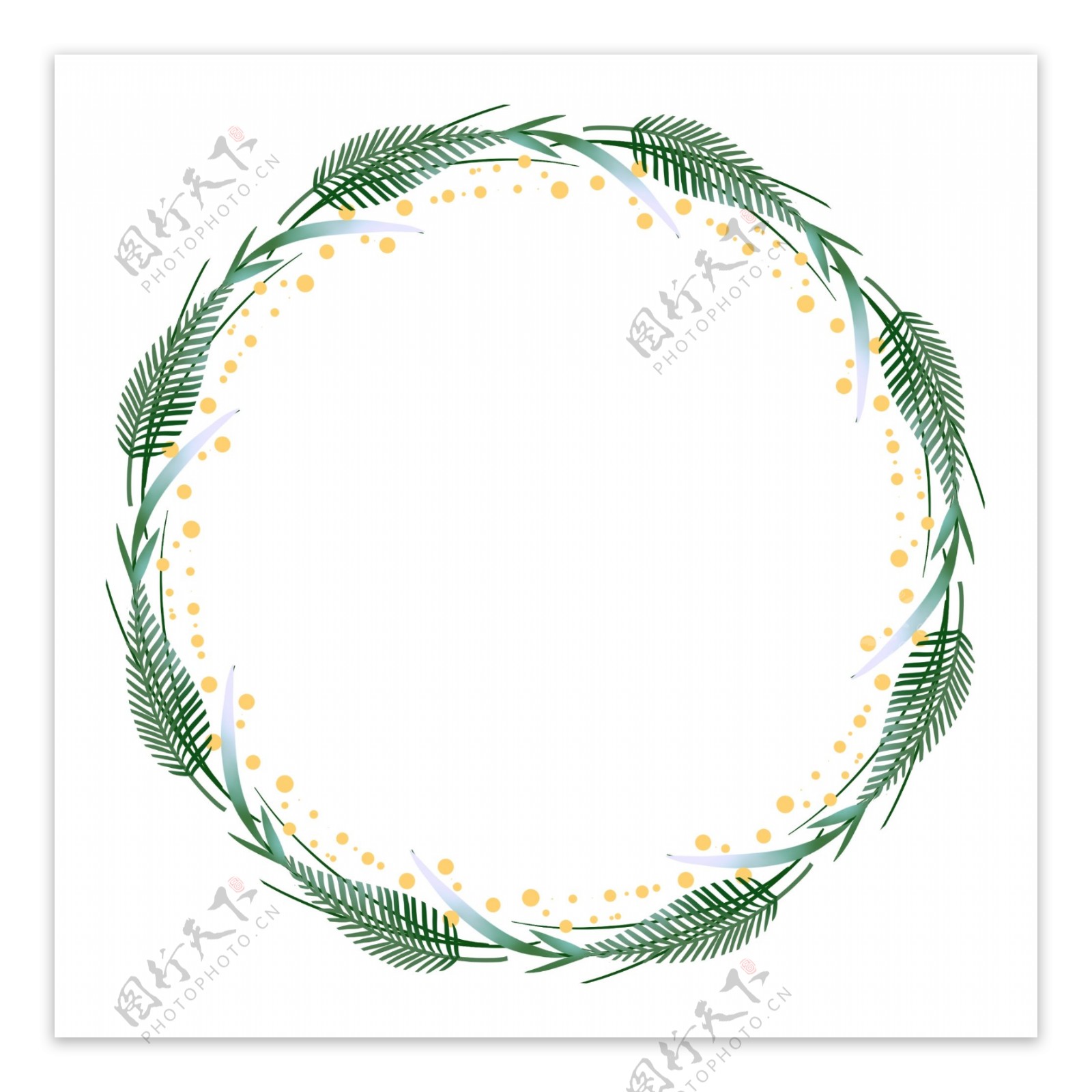 小清新叶子装饰环形边框