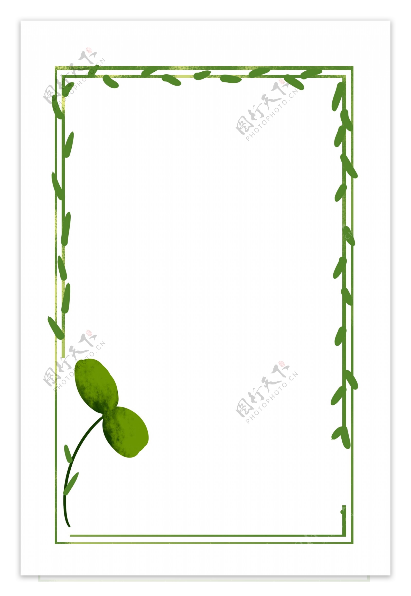 绿色植物手绘边框