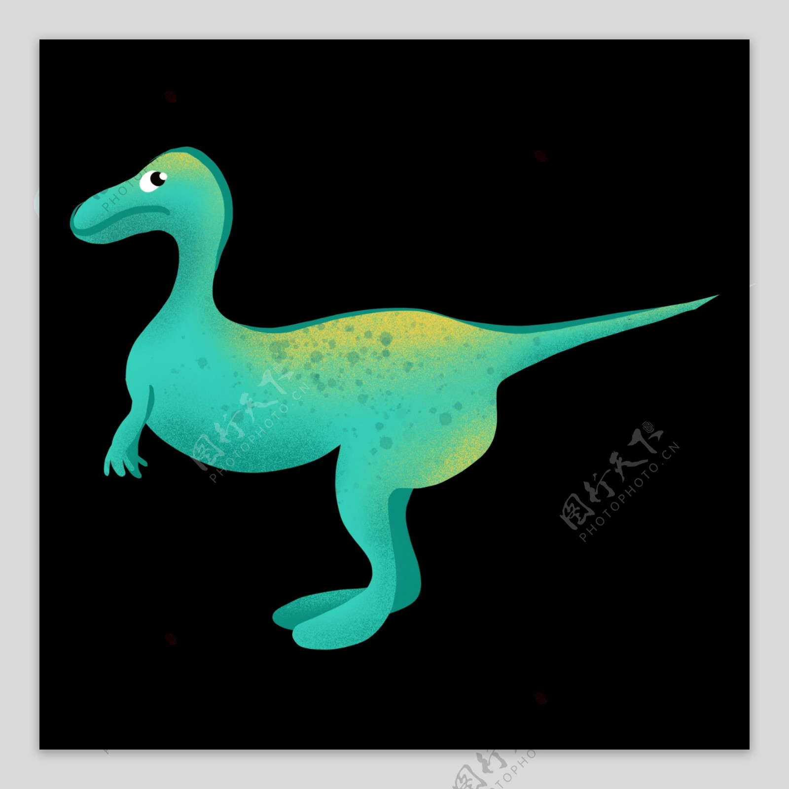 可爱的蓝色恐龙插图