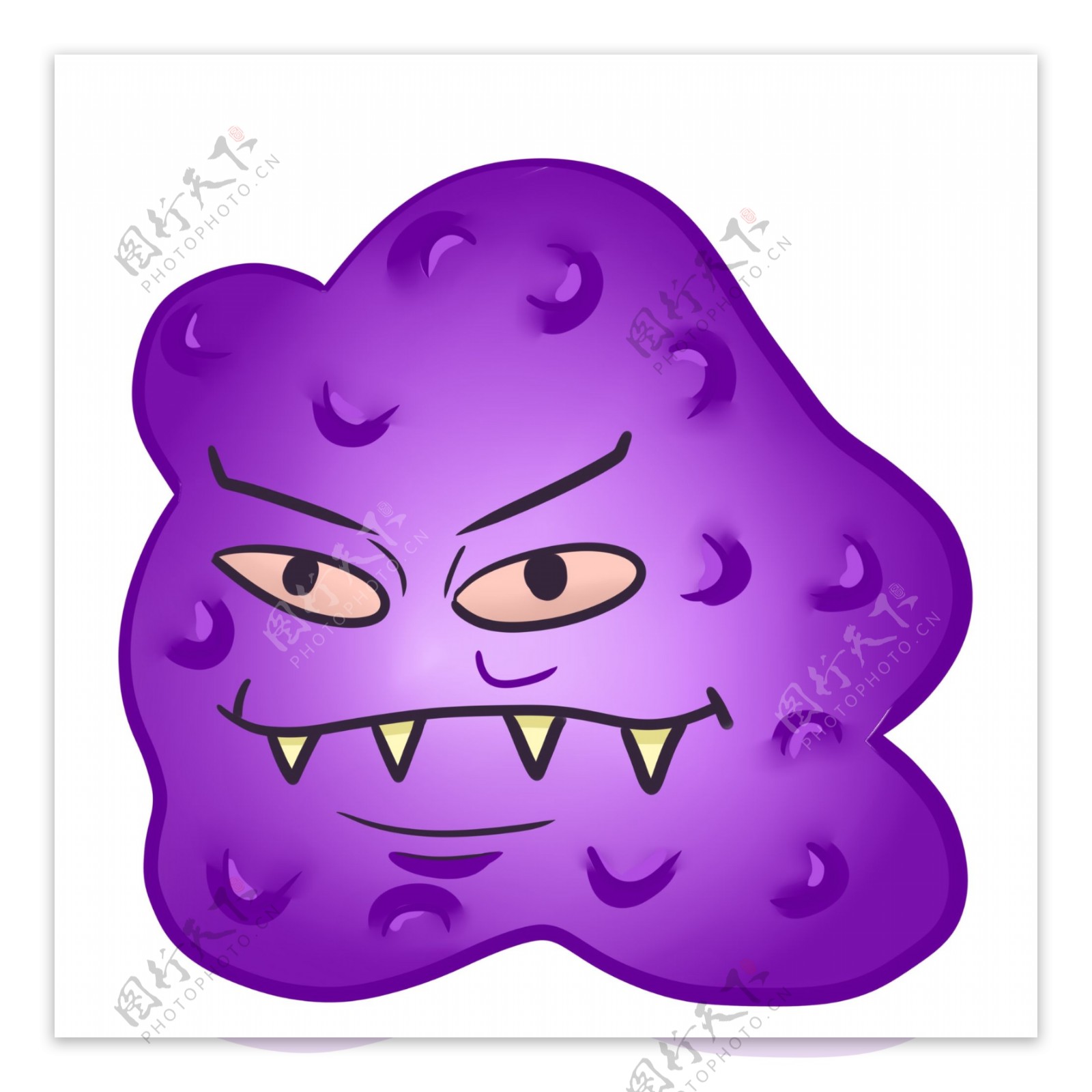 紫色拟人卡通细菌插画