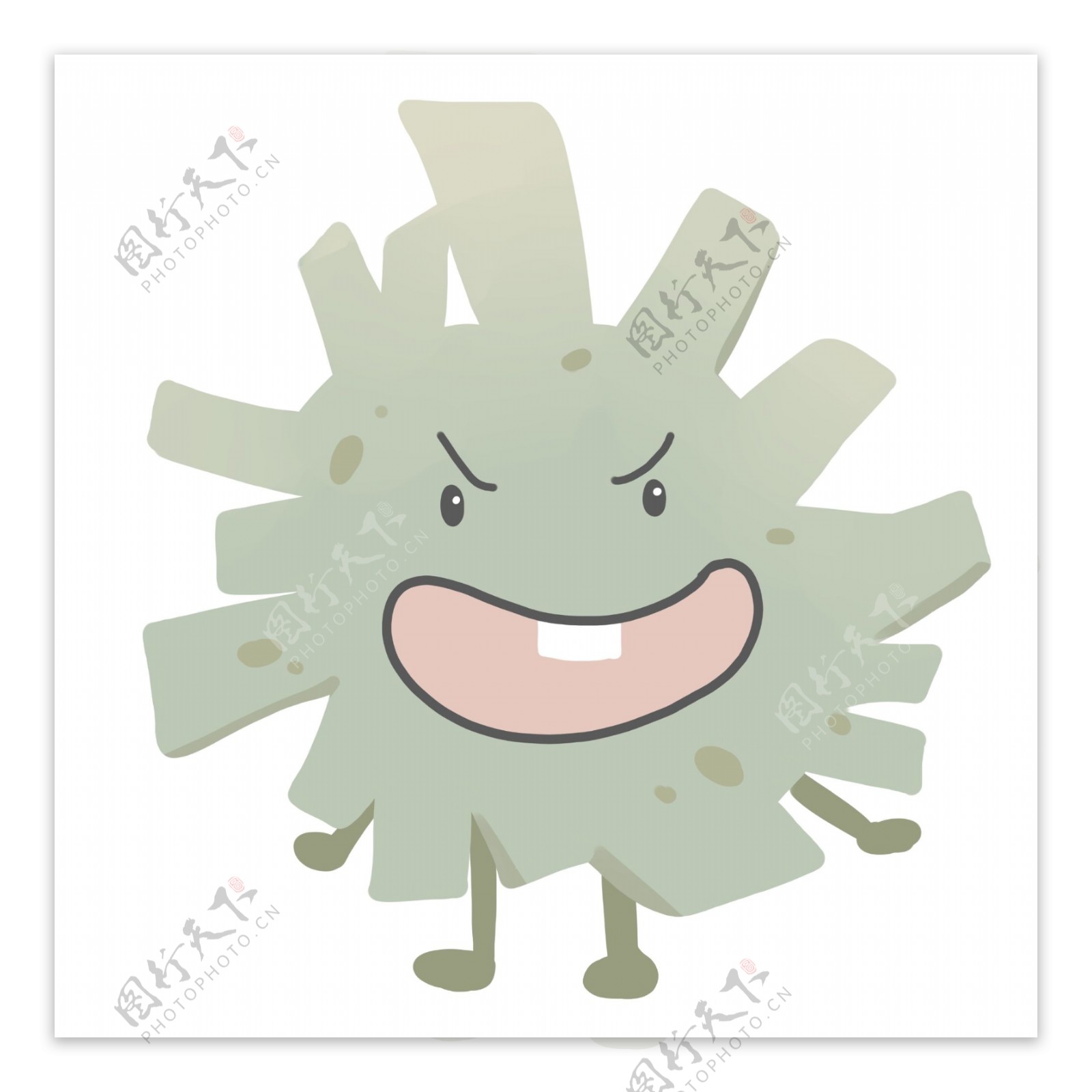 龅牙蓝色的细菌插画