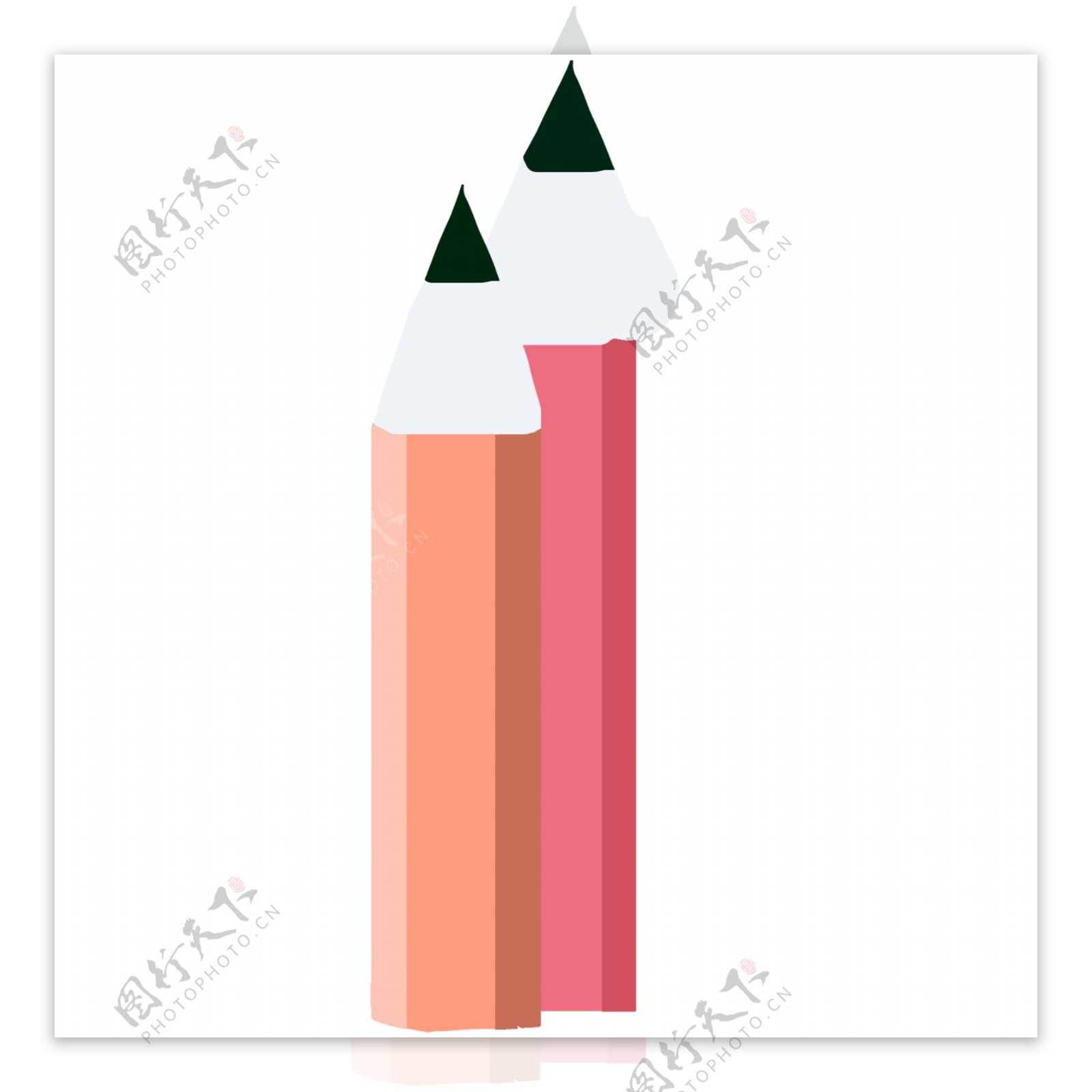 开学季红色橙色两只铅笔
