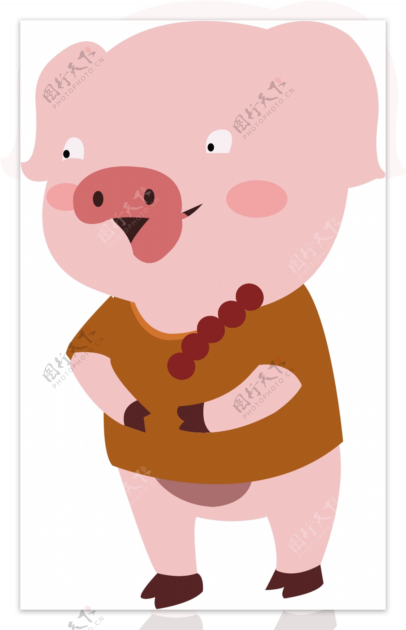 卡通矢量拿着糖葫芦的可爱小猪