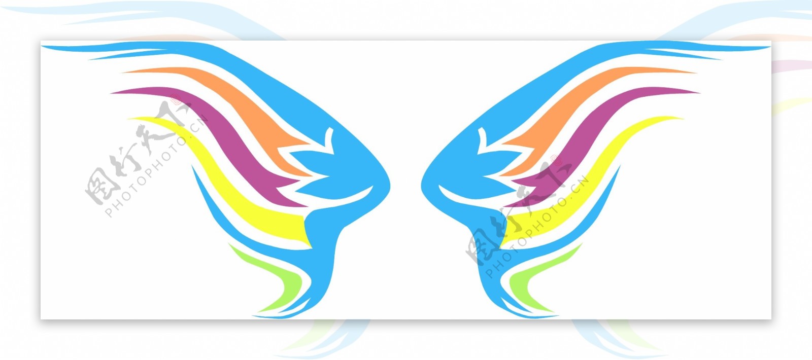 手绘图标元素彩色翅膀logo