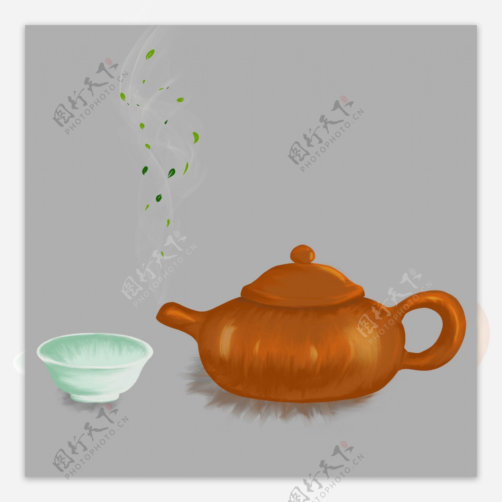 清明节古风茶壶茶具写实风