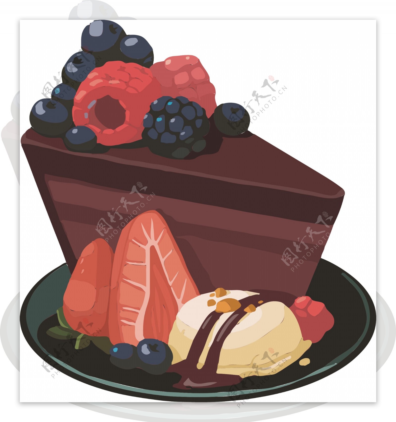 手绘巧克力水果蛋糕