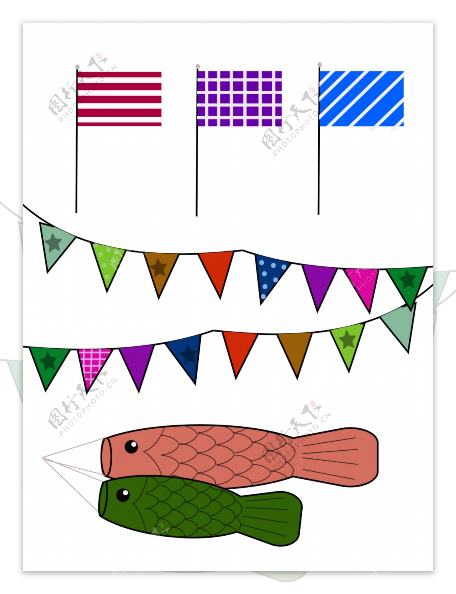 多种多彩多样旗帜矢量图