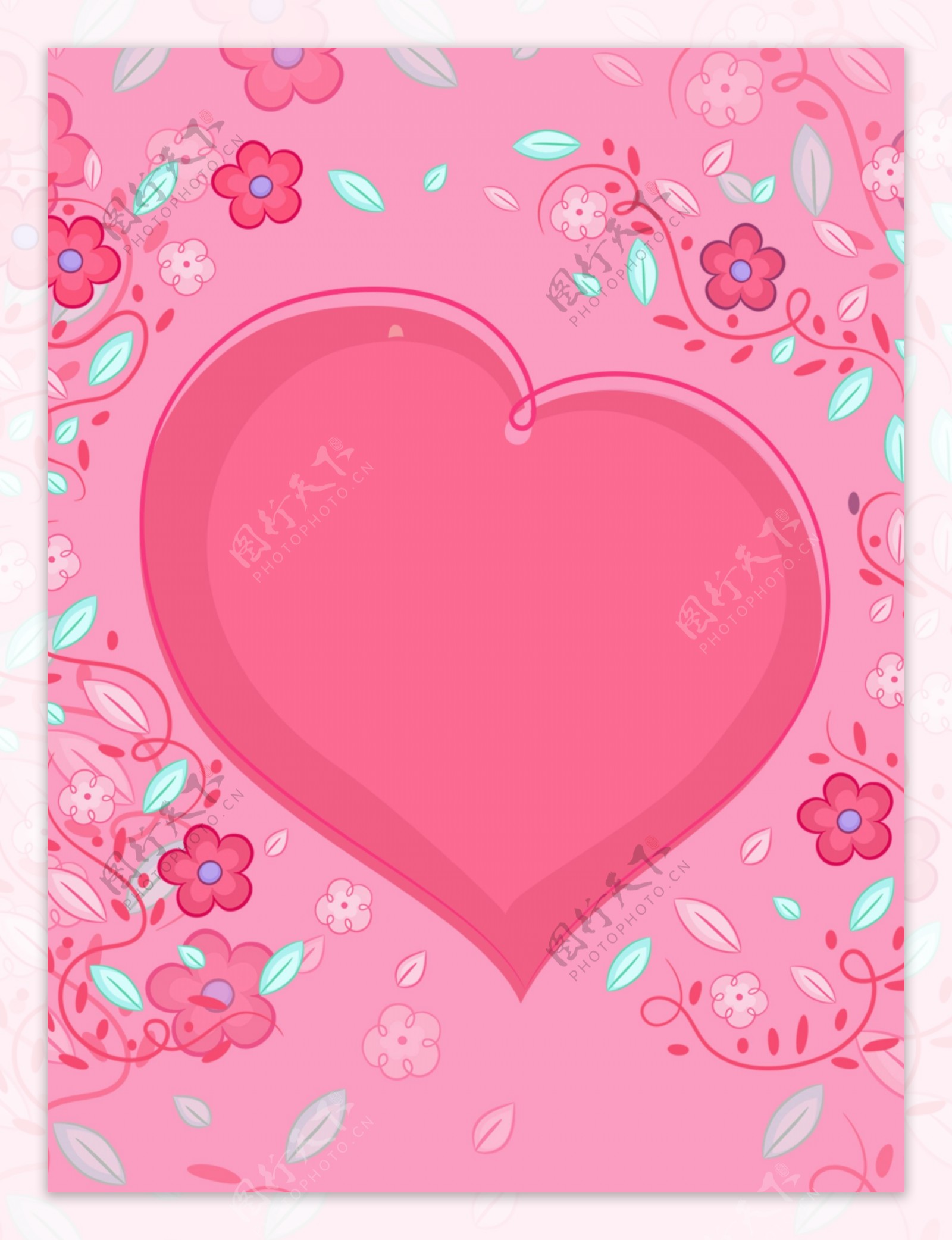 粉色卡通可爱爱心花朵纹理背景图