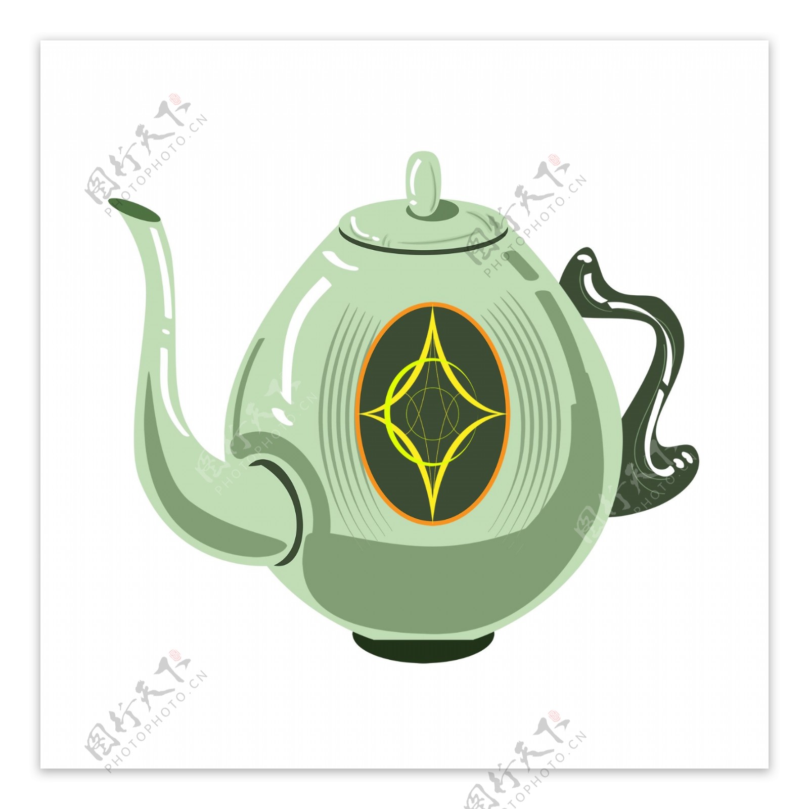 手绘茶具茶饮元素免抠png陶瓷茶壶