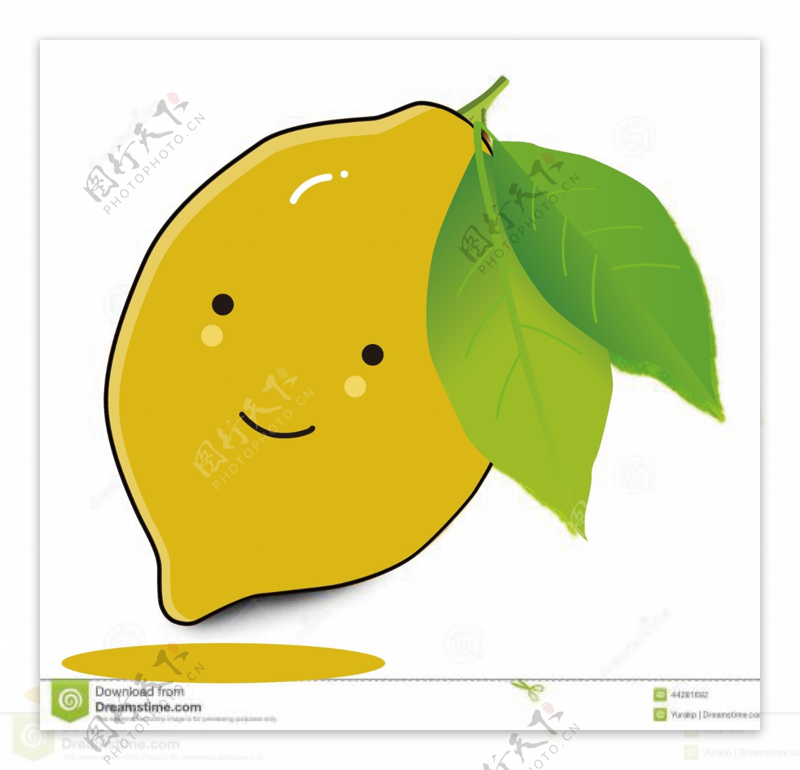 绿色清新带叶子的新鲜水果柠檬矢量素材