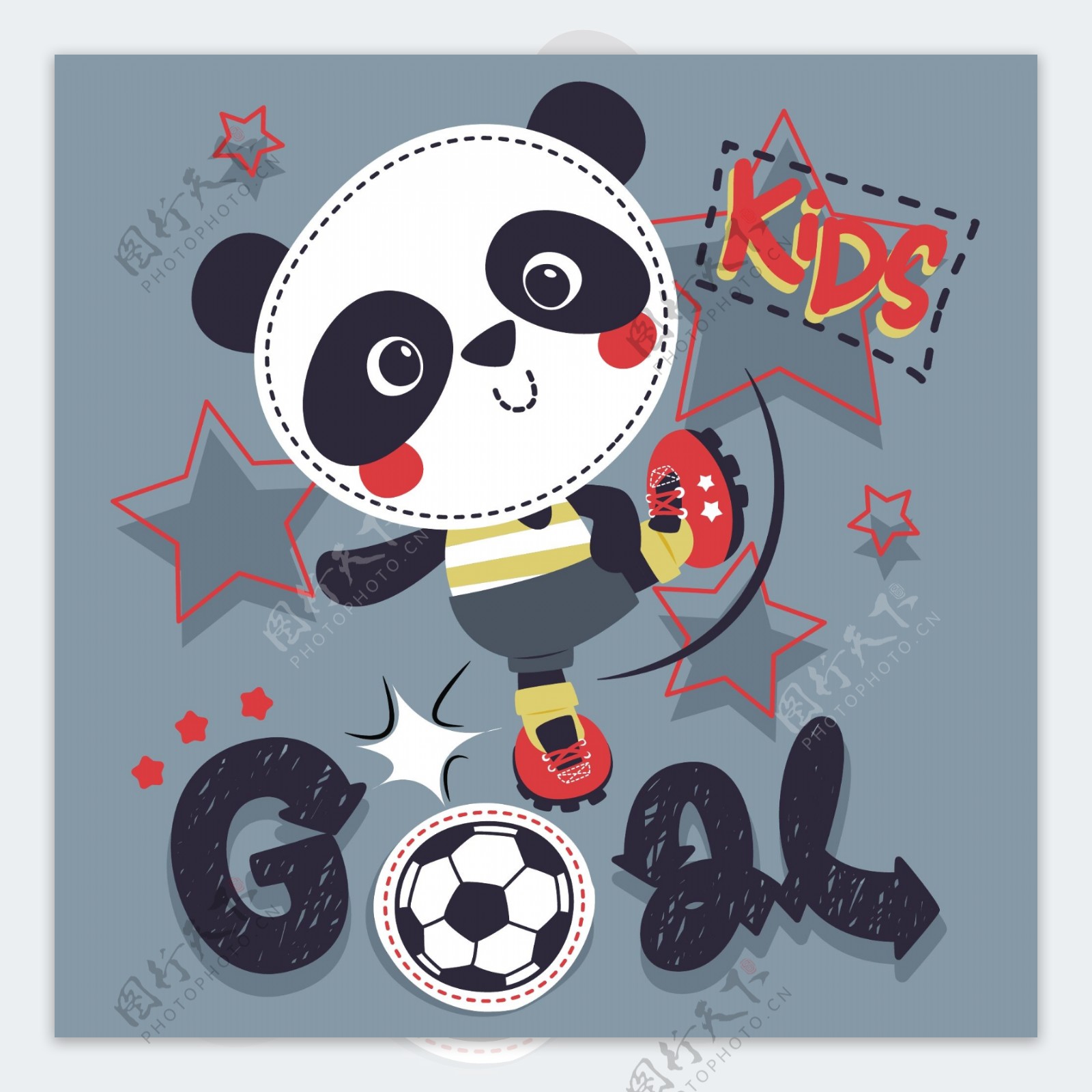 足球元素大熊猫卡通形象设计