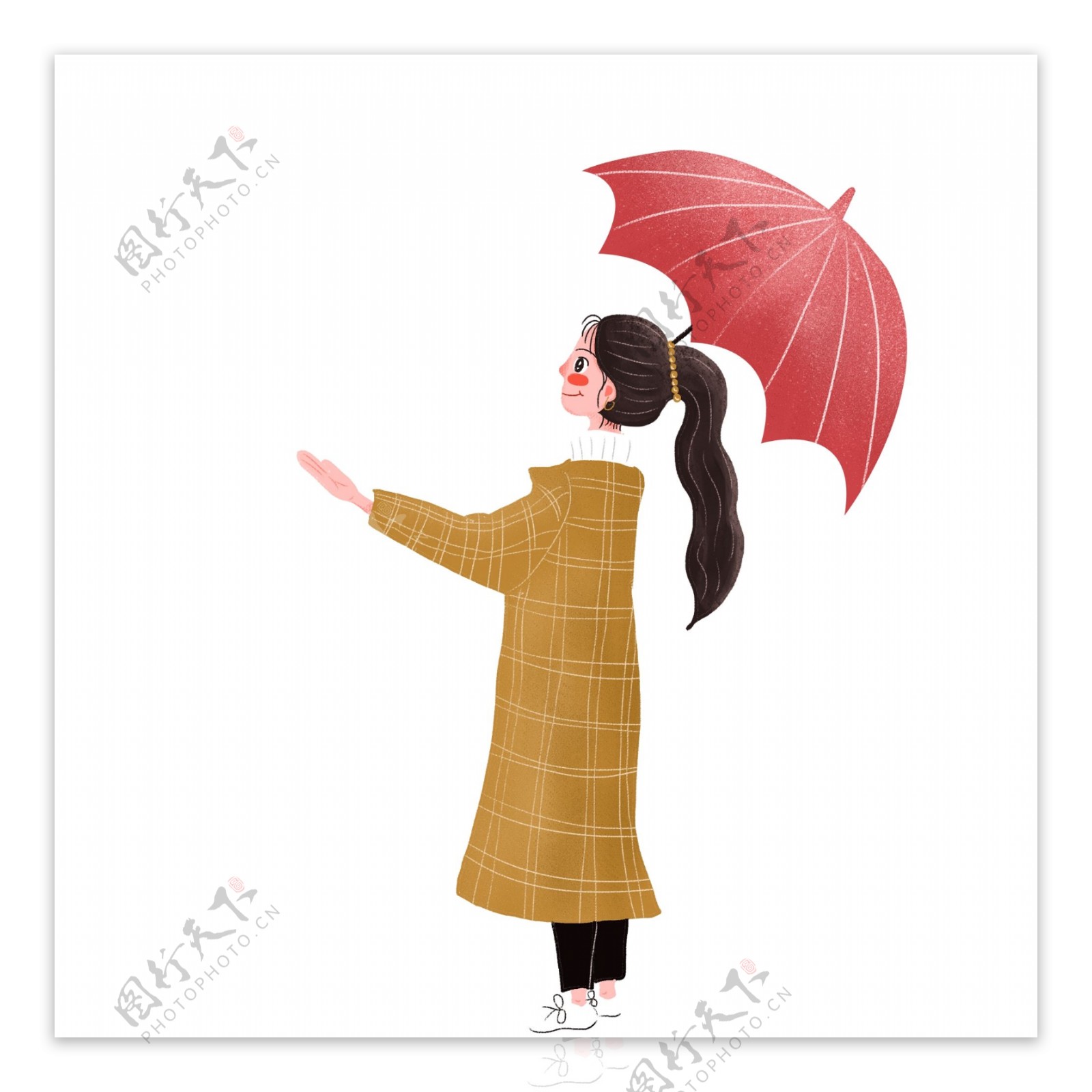 卡通简约撑着伞的少女设计