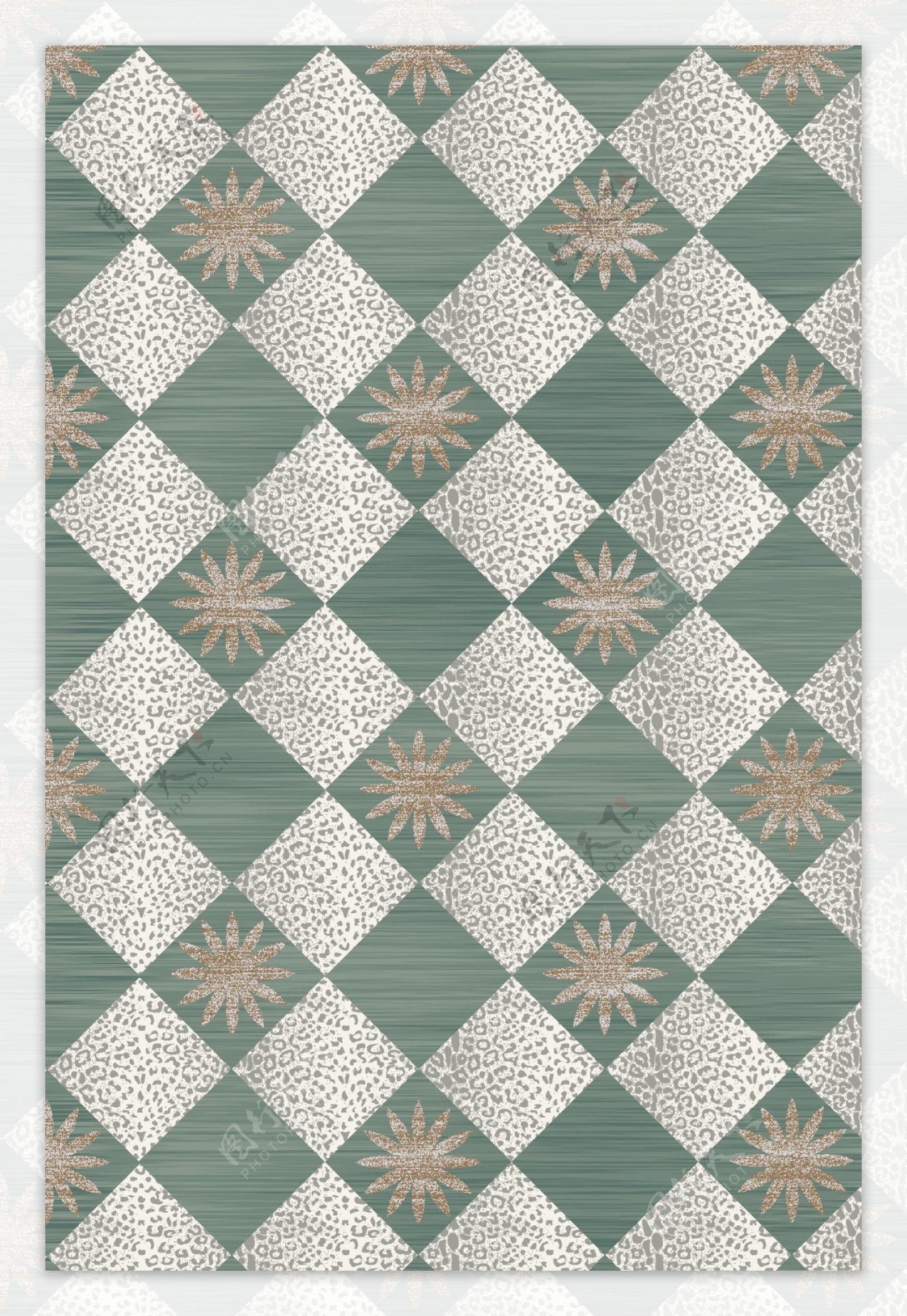 现代简约北欧几何方块花纹地毯地垫图案设计