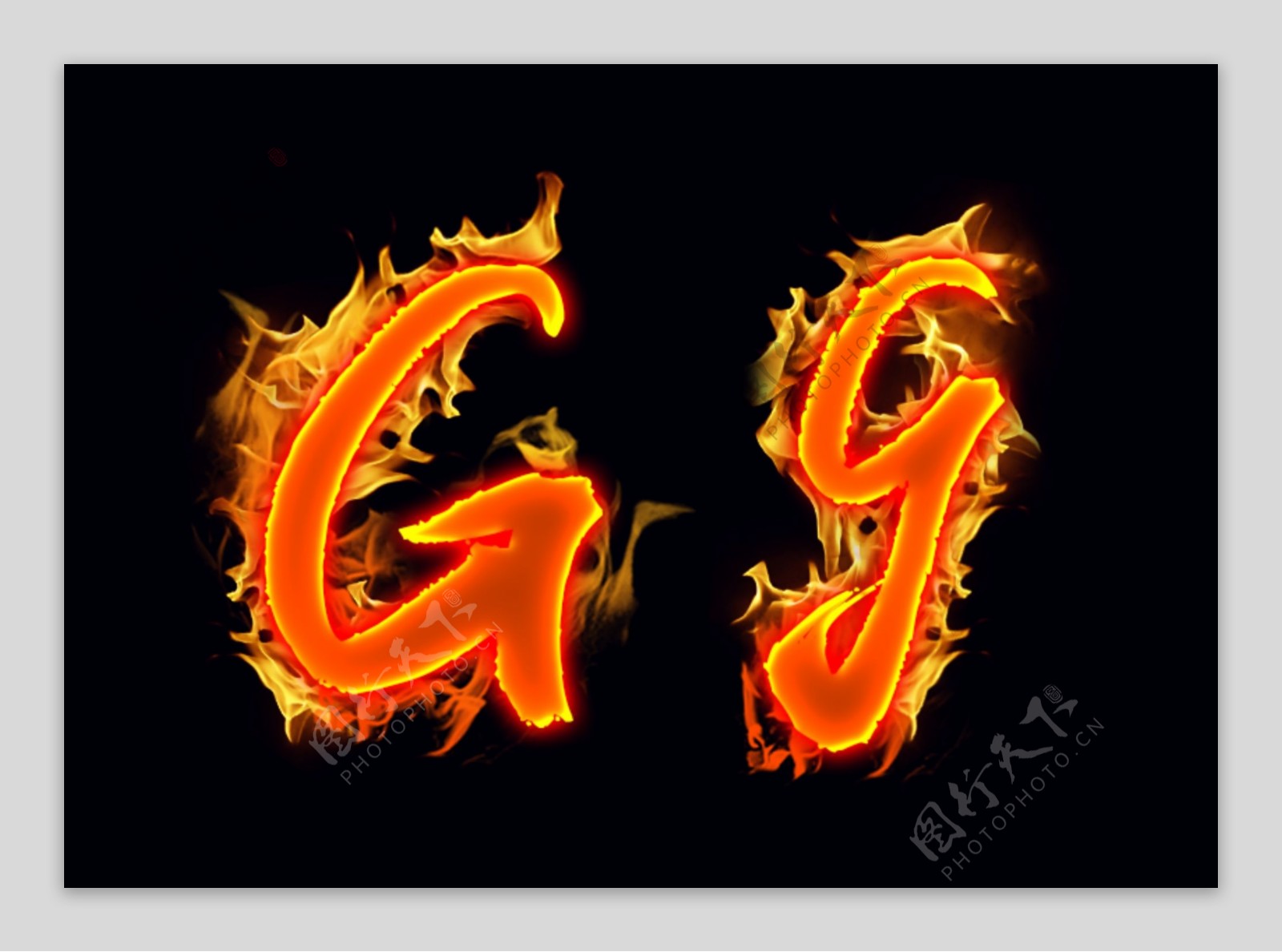 火焰英文字母Gg分层