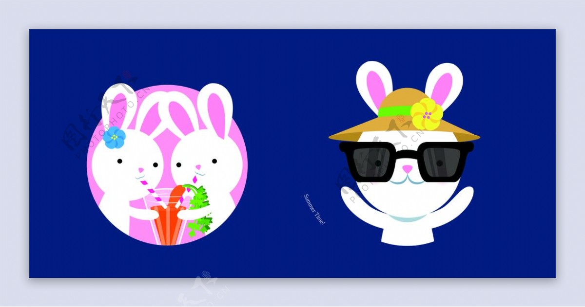 创意夏季白兔标签胡萝卜
