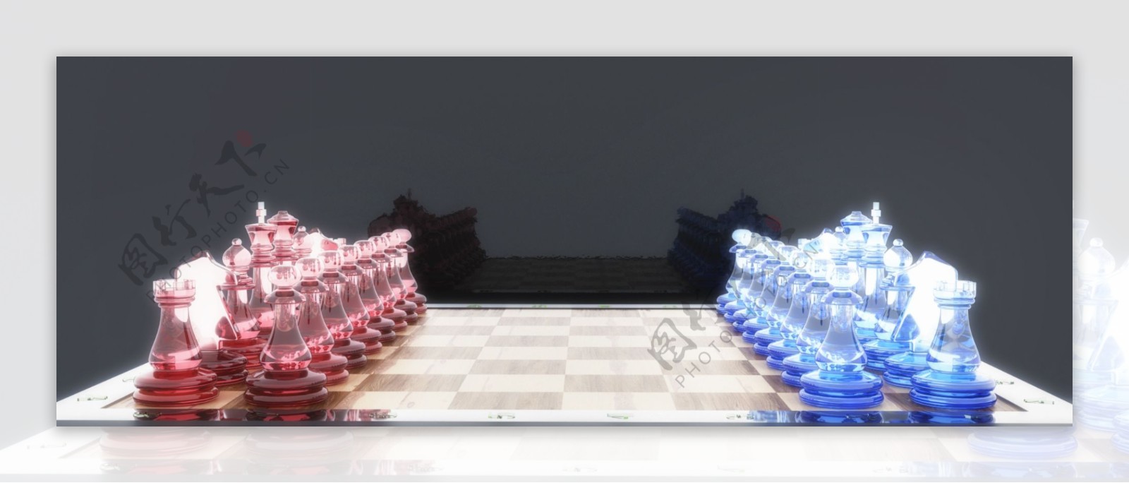 原创写实风国际象棋自走棋对弈创意3D背景