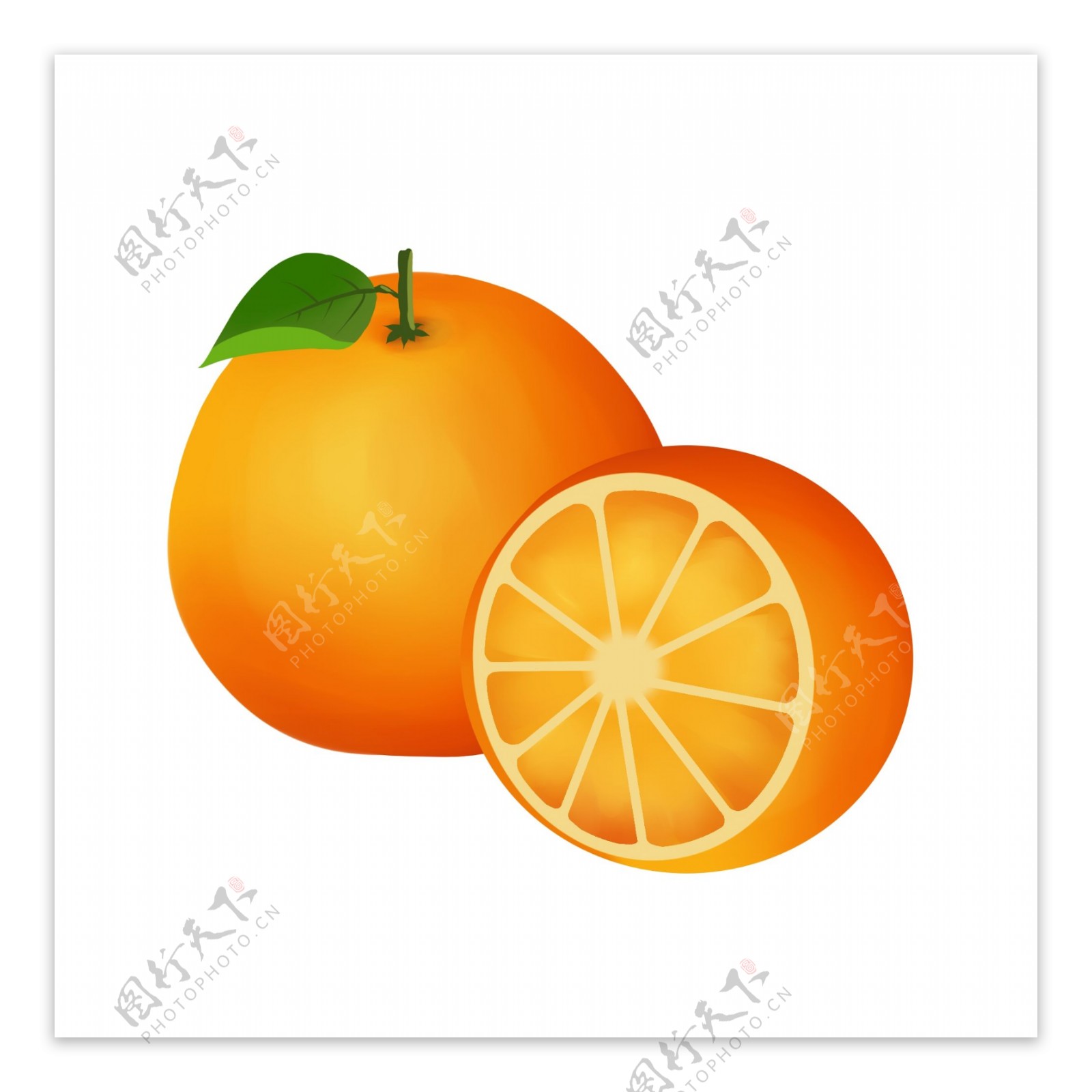 手绘夏季自然清新水果橙子免抠png