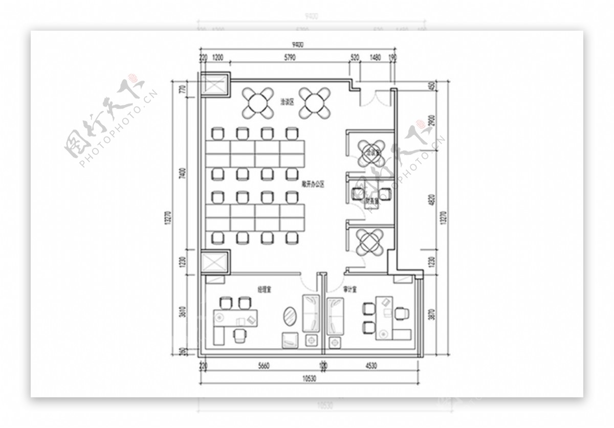 办公室空间CAD平面方案