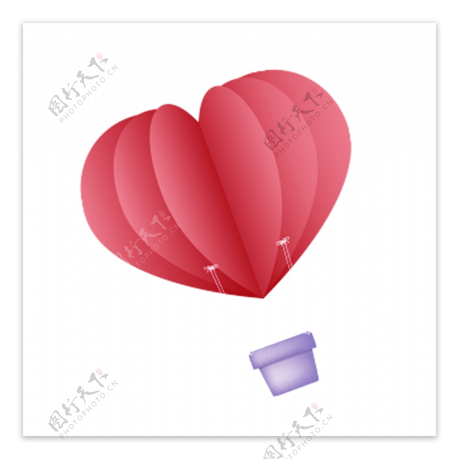 心形热气球卡通透明素材