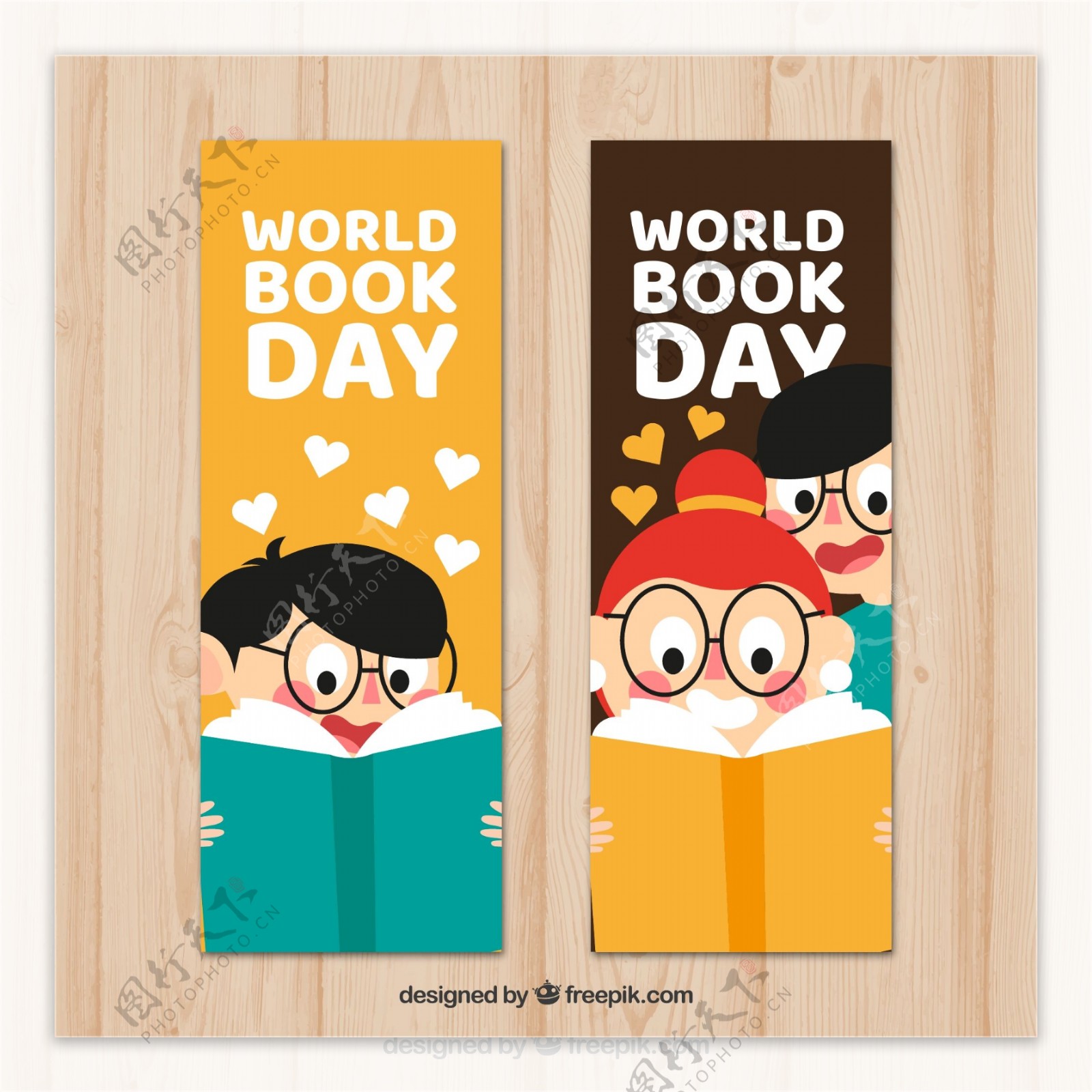 创意世界图书日读书的孩子