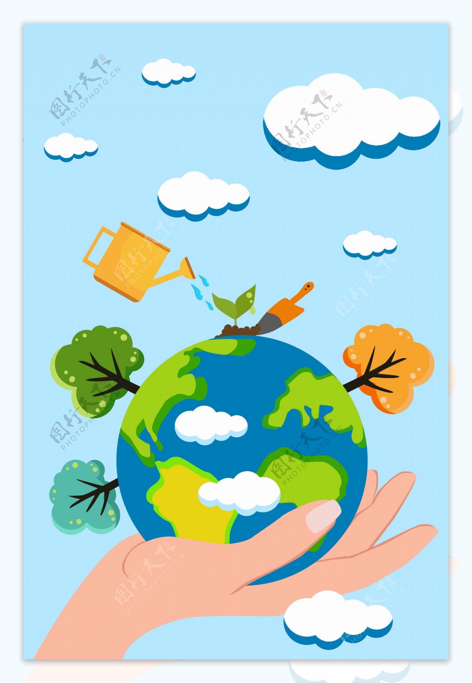 绿化地球3.12植树节海报