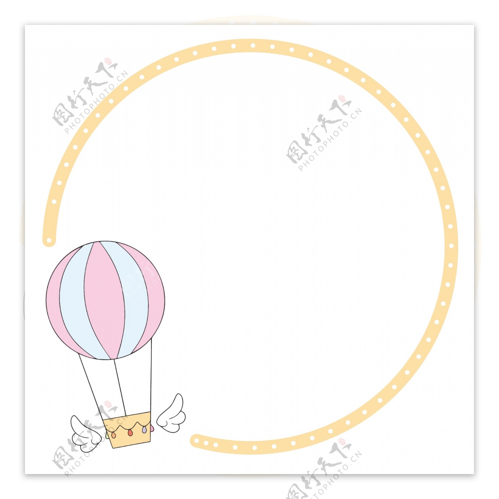 粉蓝色热气球可爱适量边框