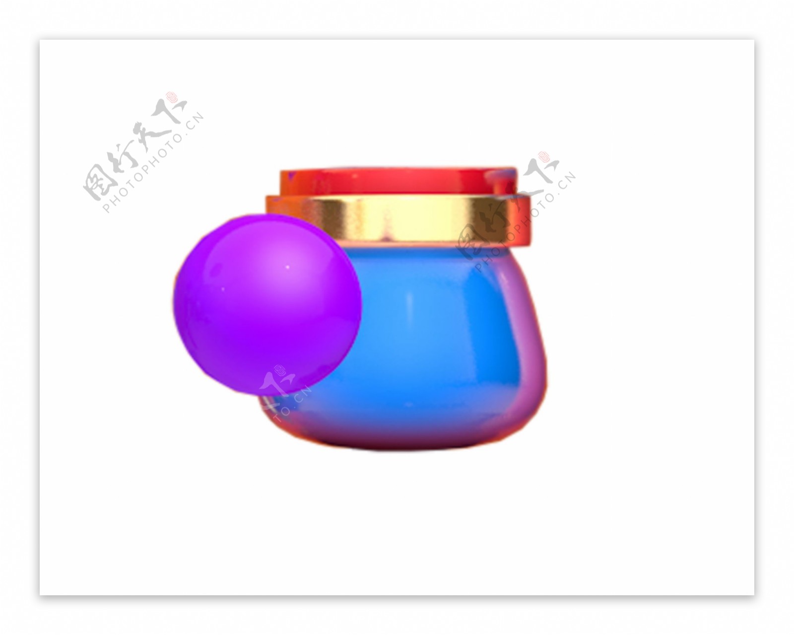紫色球和蓝色瓶子