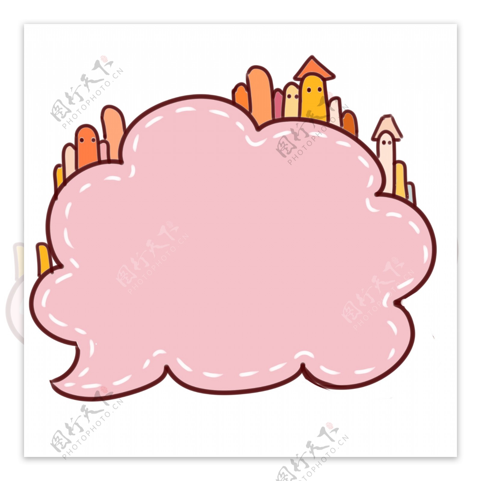 粉色卡通气泡框插画