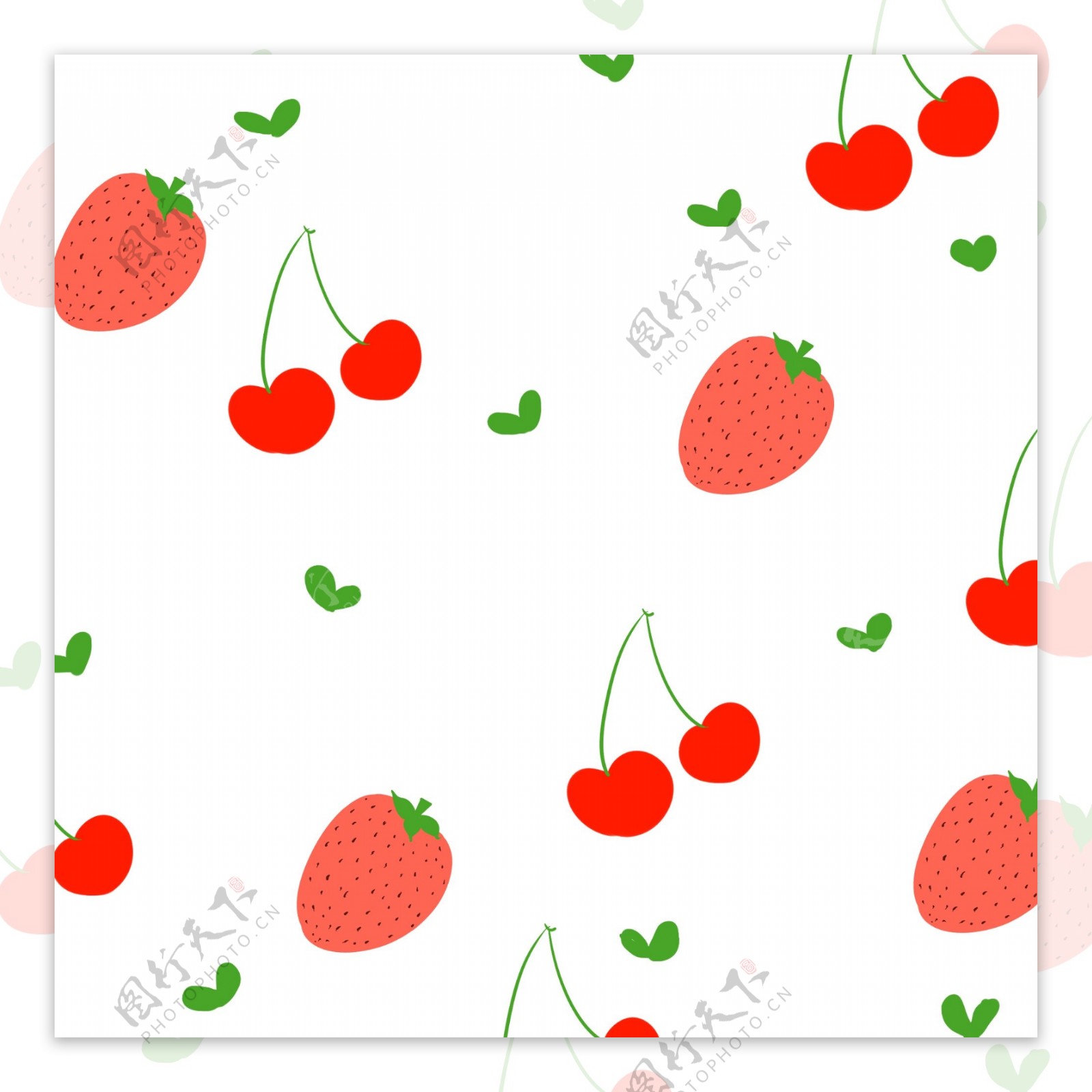 草莓樱桃底纹插画