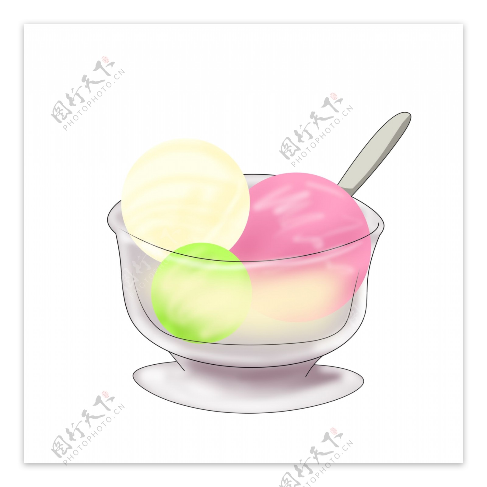 一碗三色冰淇淋球