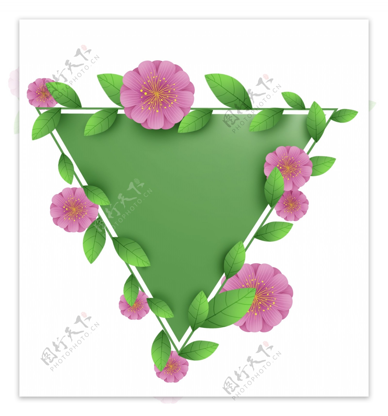 三角形花朵立体文字框