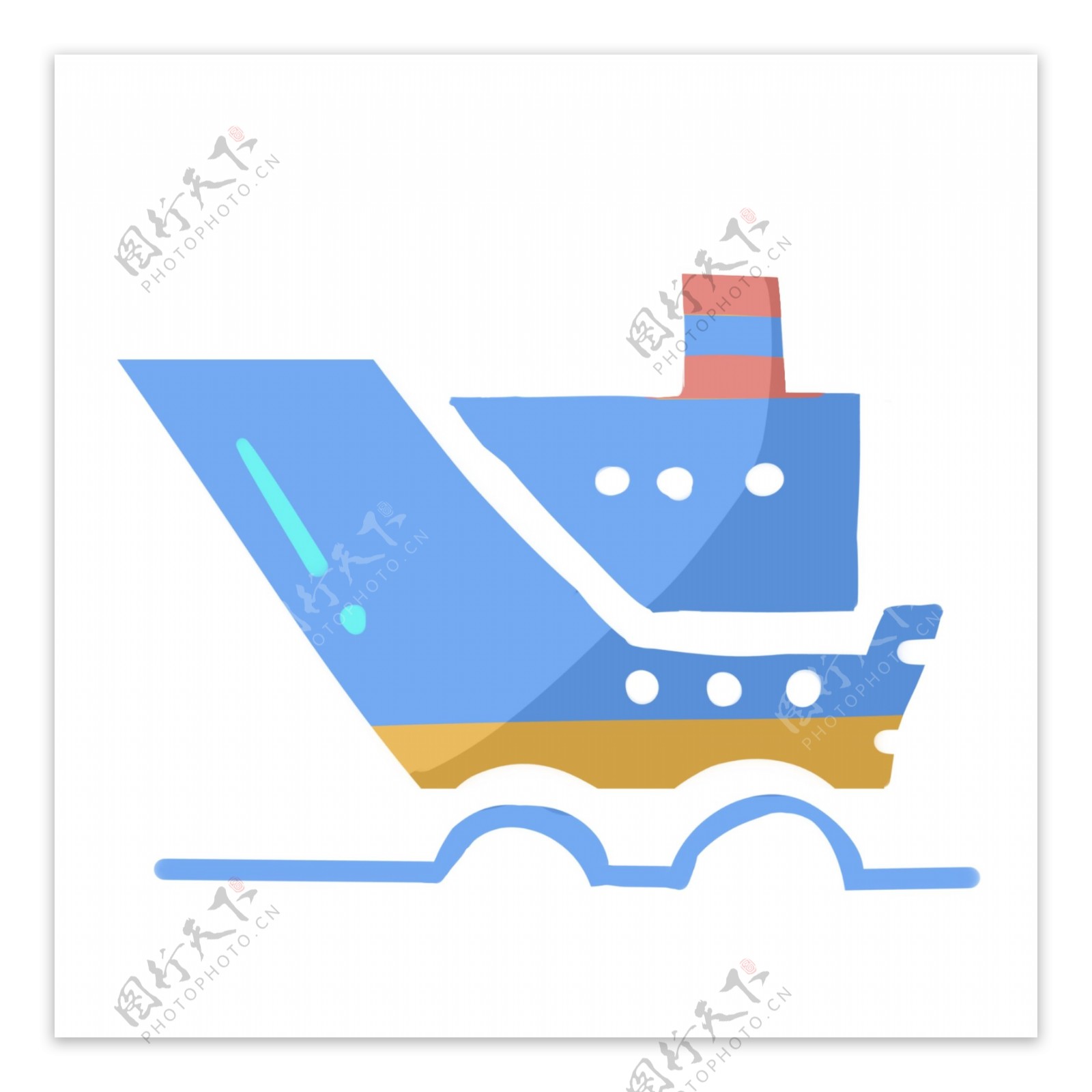 蓝色海上轮船