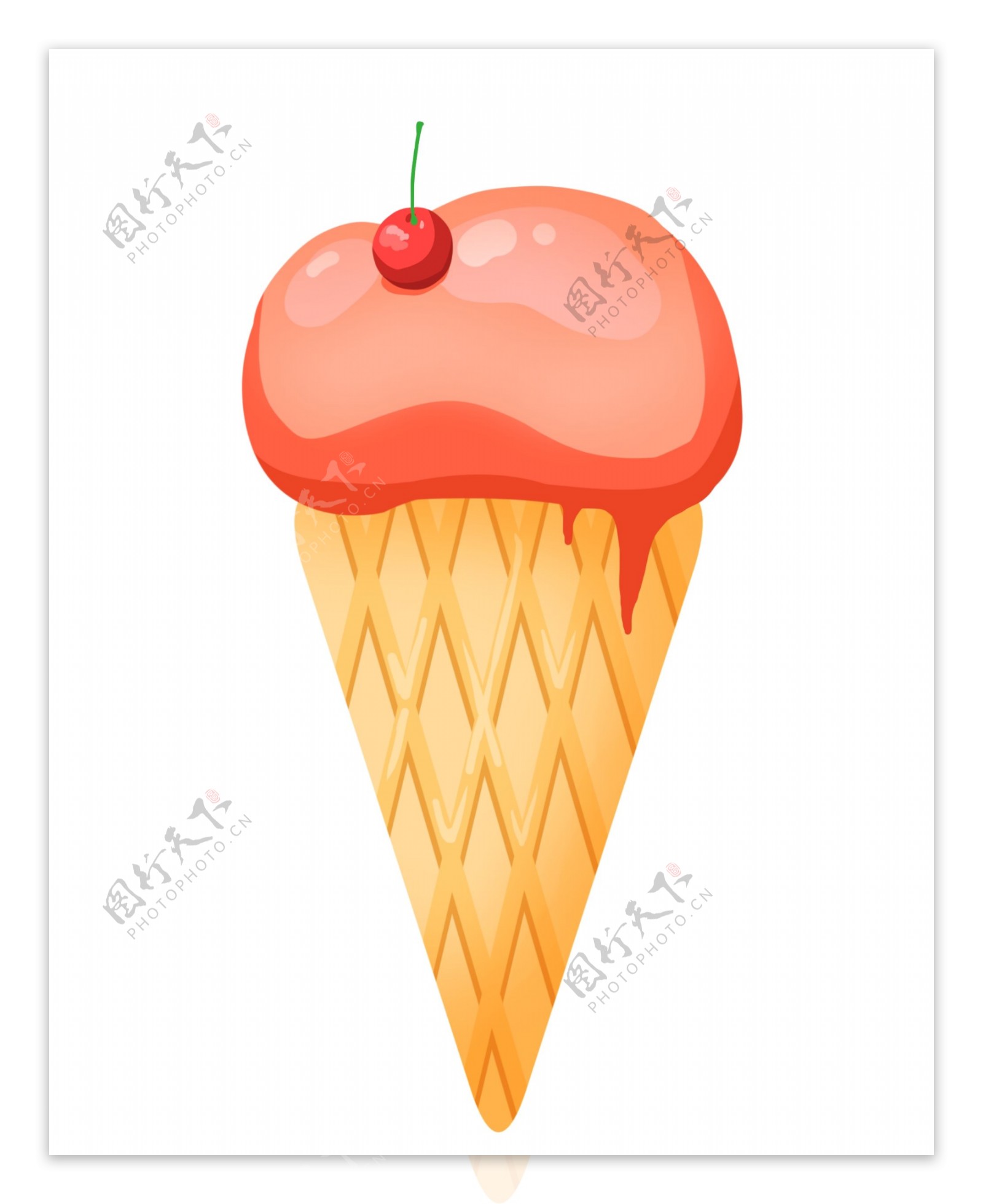 蛋筒红色冰淇淋