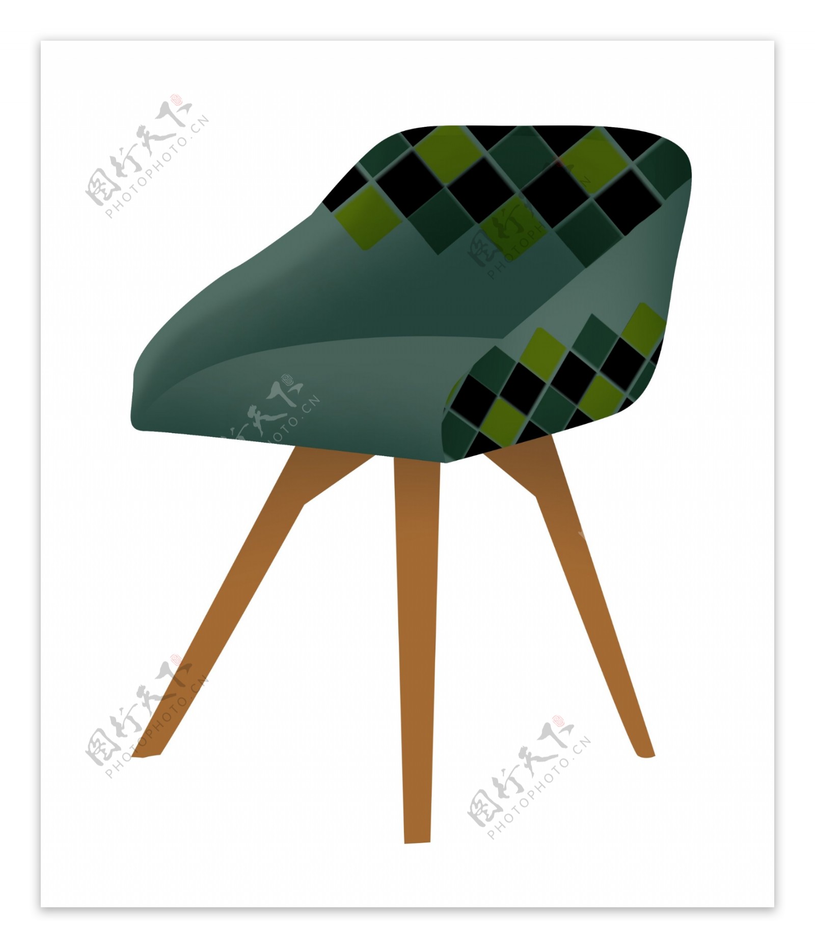 墨绿色的家具椅子插画