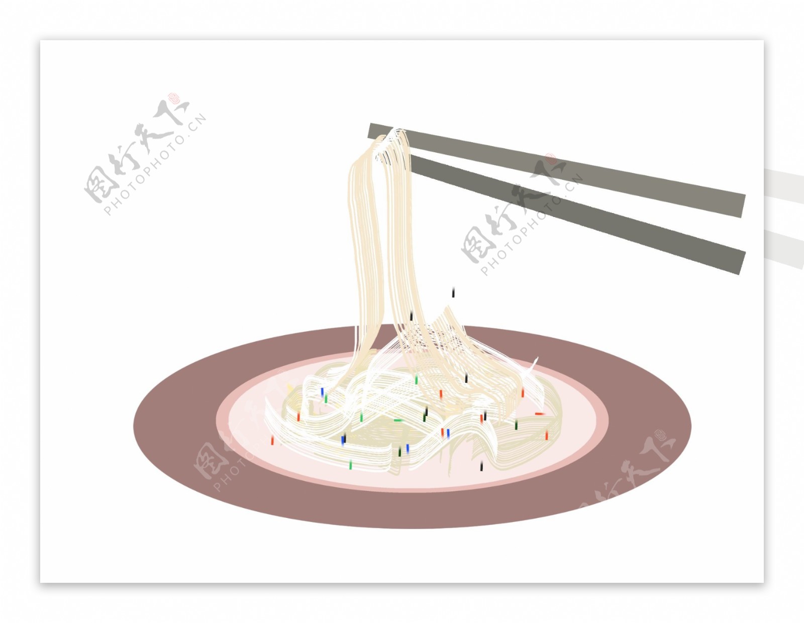 一盘美味的面条插画